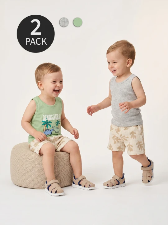 Zdjęcie produktu Sinsay - Bawełniane koszulki bez rękawów 2 pack - kremowy