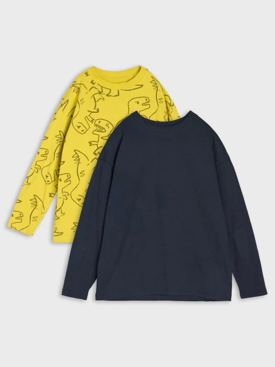 Zdjęcie produktu Sinsay - Bawełniane koszulki loose fit z motywem dinozaurów 2 pack - wielobarwny