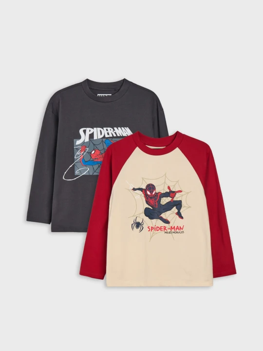 Zdjęcie produktu Sinsay - Bawełniane koszulki loose z długim rękawem 2 pack Spider-Man - wielobarwny