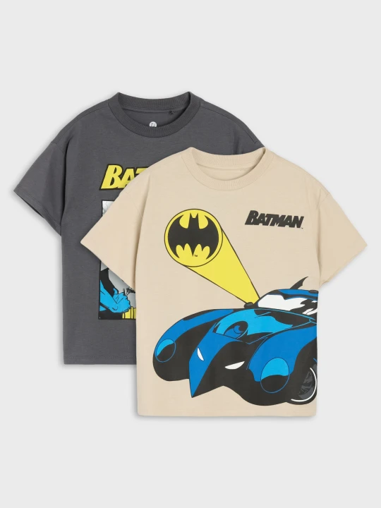 Zdjęcie produktu Sinsay - Bawełniane koszulki loose z nadrukiem Batman 2 pack - wielobarwny