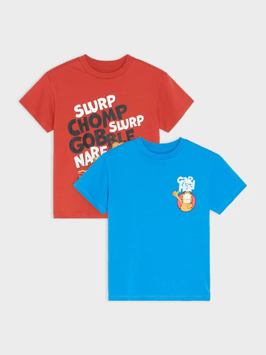 Zdjęcie produktu Sinsay - Bawełniane koszulki loose z nadrukiem Garfield 2 pack - wielobarwny
