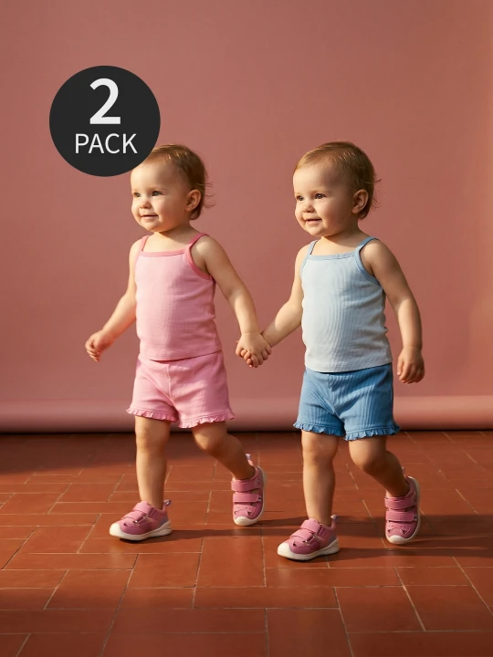 Zdjęcie produktu Sinsay - Bawełniane koszulki na ramiączkach z prążkowanej dzianiny 2 pack - różowy