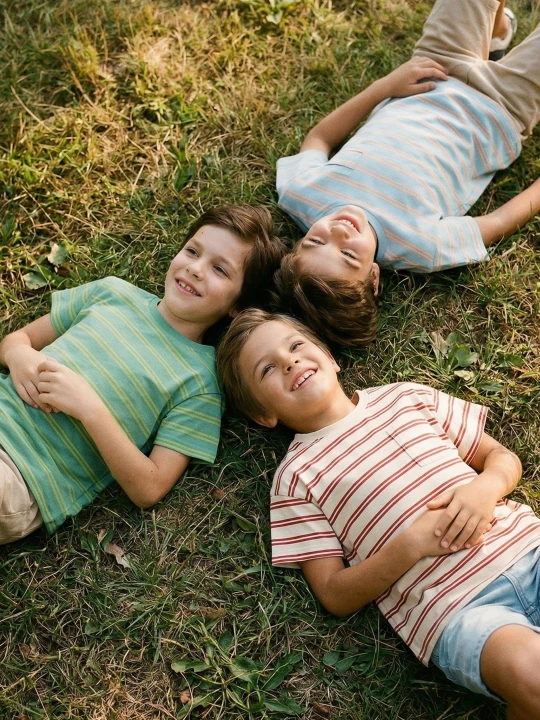 Zdjęcie produktu Sinsay - Bawełniane koszulki w paski 3 pack - beżowy