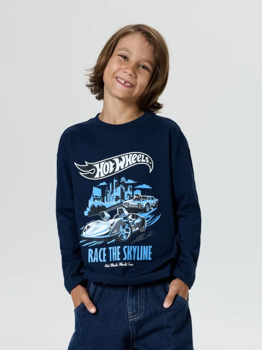 Zdjęcie produktu Sinsay - Bawełniane koszulki z długim rękawem 2 pack Hot Wheels - wielobarwny