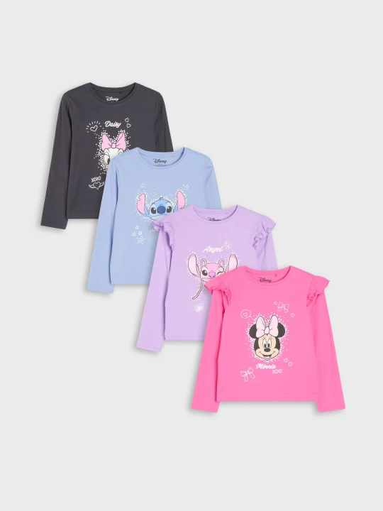 Zdjęcie produktu Sinsay - Bawełniane koszulki z falbankami i nadrukiem 4 pack Disney - wielobarwny