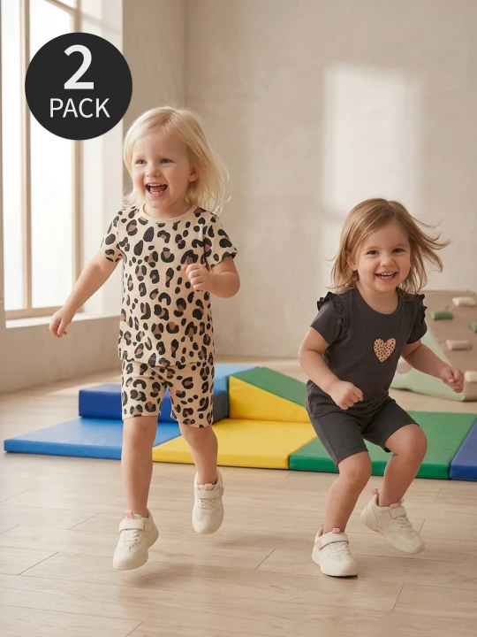 Zdjęcie produktu Sinsay - Bawełniane koszulki z motywem panterki 2 pack - kremowy