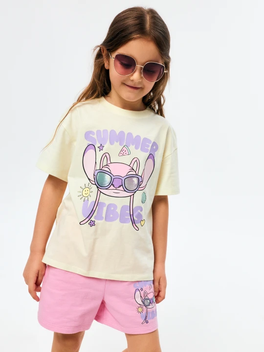 Zdjęcie produktu Sinsay - Bawełniane koszulki z nadrukiem 2 pack Daisy and Stitch - wielobarwny