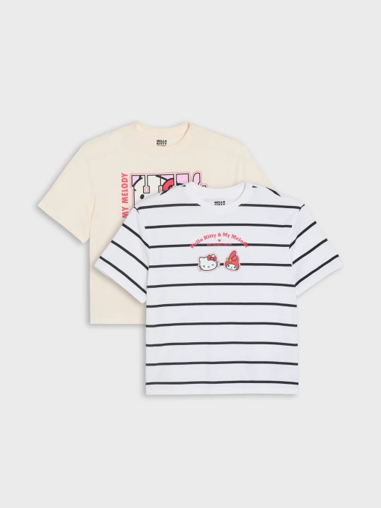 Zdjęcie produktu Sinsay - Bawełniane koszulki z nadrukiem 2 pack Hello Kitty and Friends - wielobarwny