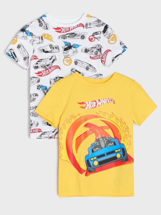 Zdjęcie produktu Sinsay - Bawełniane koszulki z nadrukiem 2 pack Hot Wheels - wielobarwny