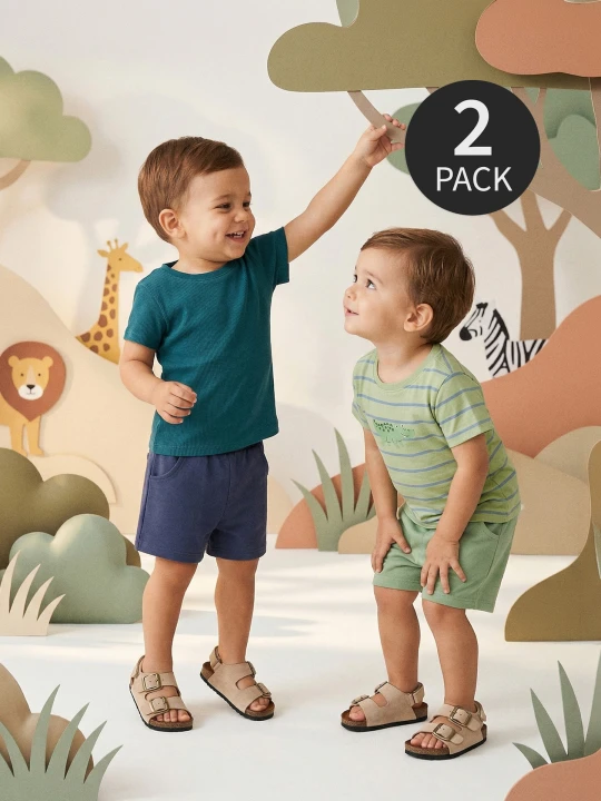 Zdjęcie produktu Sinsay - Bawełniane koszulki z nadrukiem 2 pack - kremowy