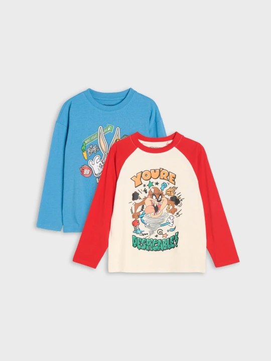 Zdjęcie produktu Sinsay - Bawełniane koszulki z nadrukiem 2 pack Looney Tunes - wielobarwny