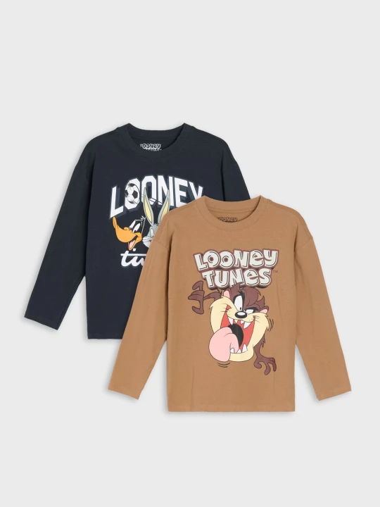 Zdjęcie produktu Sinsay - Bawełniane koszulki z nadrukiem 2 pack Looney Tunes - wielobarwny
