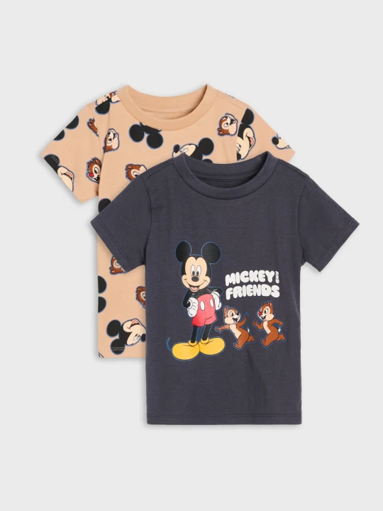 Zdjęcie produktu Sinsay - Bawełniane koszulki z nadrukiem 2 pack Mickey and Friends - szary
