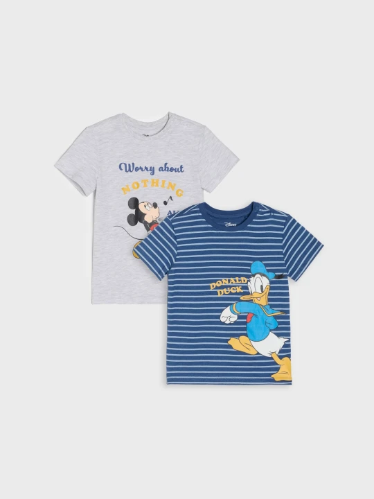 Zdjęcie produktu Sinsay - Bawełniane koszulki z nadrukiem 2 pack Mickey Mouse - niebieski