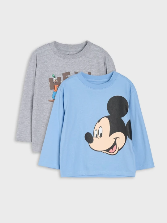 Zdjęcie produktu Sinsay - Bawełniane koszulki z nadrukiem 2 pack Mickey Mouse - szary