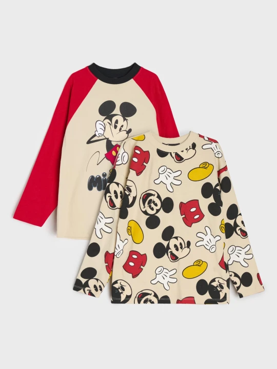 Zdjęcie produktu Sinsay - Bawełniane koszulki z nadrukiem 2 pack Mickey Mouse - wielobarwny