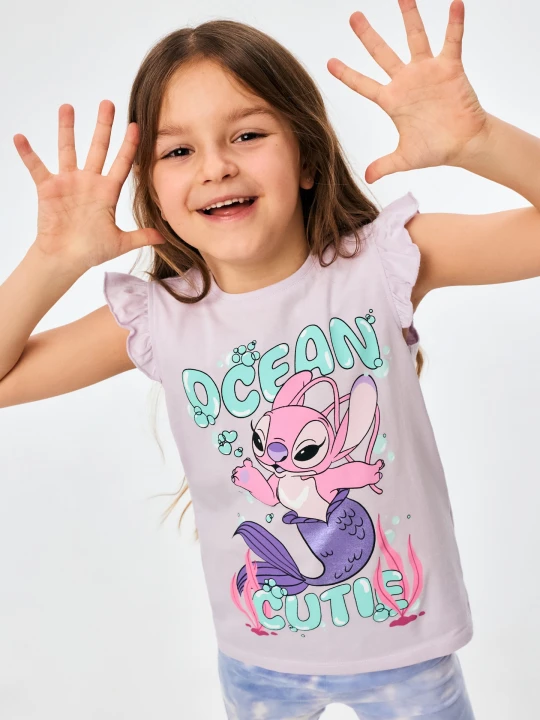 Zdjęcie produktu Sinsay - Bawełniane koszulki z nadrukiem 2 pack Minnie and Stitch - wielobarwny