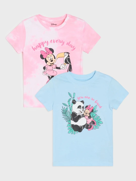 Zdjęcie produktu Sinsay - Bawełniane koszulki z nadrukiem 2 pack Minnie Mouse - różowy
