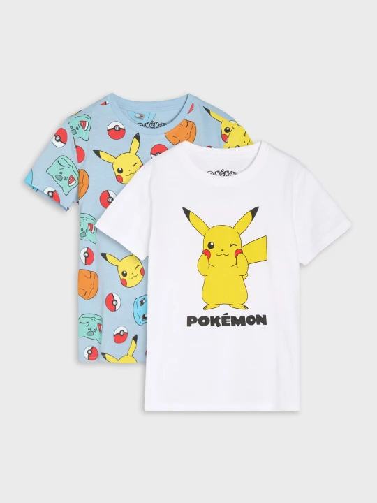 Zdjęcie produktu Sinsay - Bawełniane koszulki z nadrukiem 2 pack Pokémon - wielobarwny