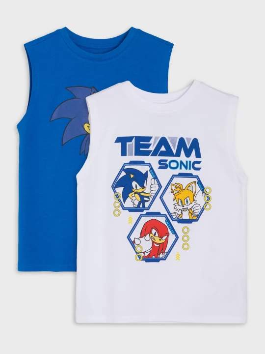 Zdjęcie produktu Sinsay - Bawełniane koszulki z nadrukiem 2 pack Sonic the Hedgehog - wielobarwny