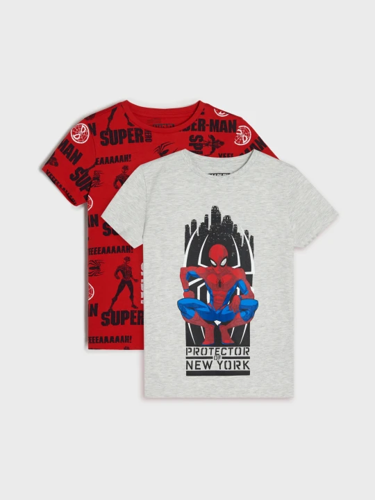 Zdjęcie produktu Sinsay - Bawełniane koszulki z nadrukiem 2 pack Spider-Man - wielobarwny