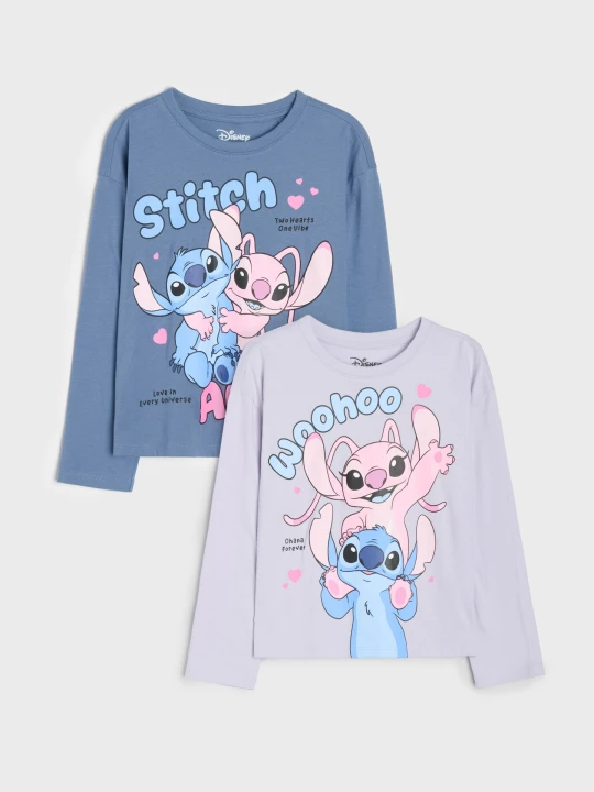Zdjęcie produktu Sinsay - Bawełniane koszulki z nadrukiem 2 pack Stitch - wielobarwny