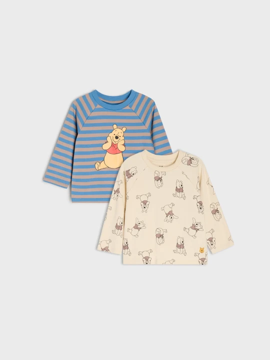 Zdjęcie produktu Sinsay - Bawełniane koszulki z nadrukiem 2 pack Winnie the Pooh - kremowy