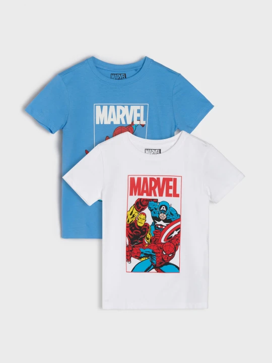 Zdjęcie produktu Sinsay - Bawełniane koszulki z nadrukiem 3 pack Marvel - wielobarwny