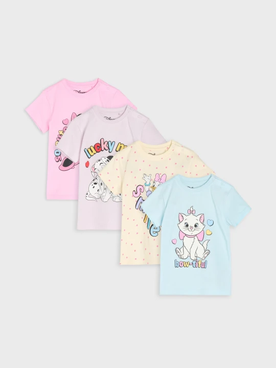 Zdjęcie produktu Sinsay - Bawełniane koszulki z nadrukiem 4 pack Disney - różowy