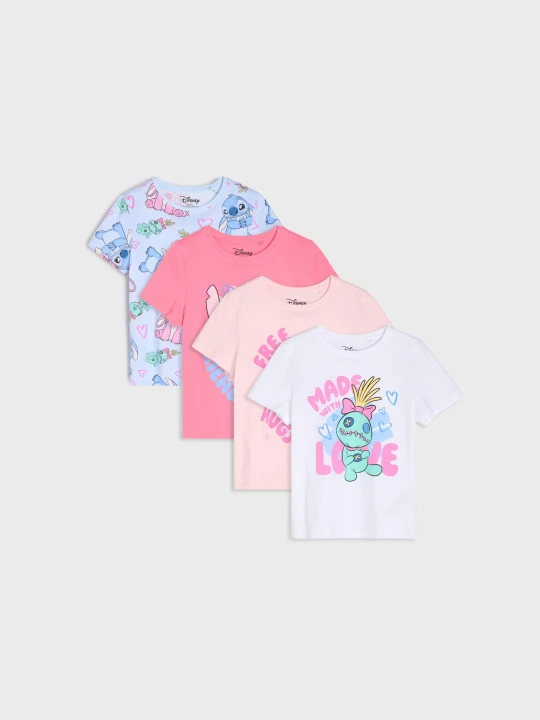 Zdjęcie produktu Sinsay - Bawełniane koszulki z nadrukiem 4 pack Lilo & Stitch - wielobarwny
