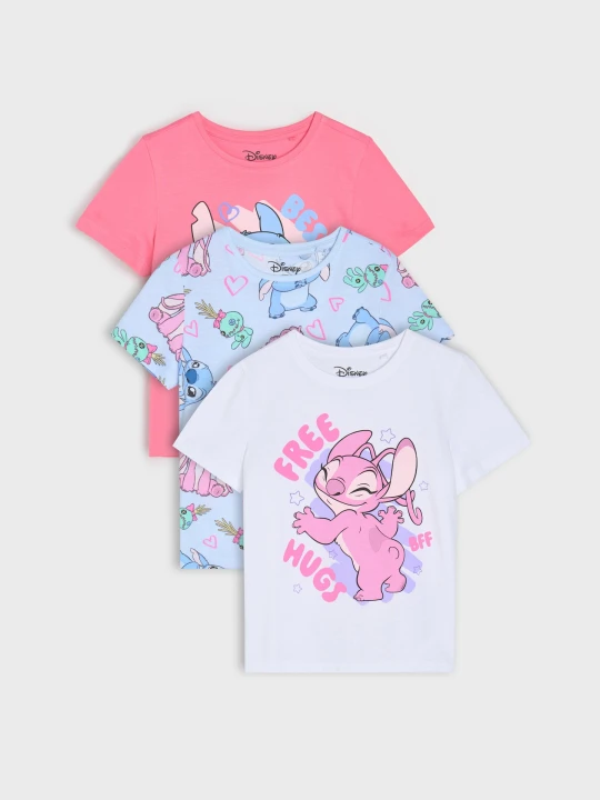 Zdjęcie produktu Sinsay - Bawełniane koszulki z nadrukiem Lilo & Stitch - wielobarwny