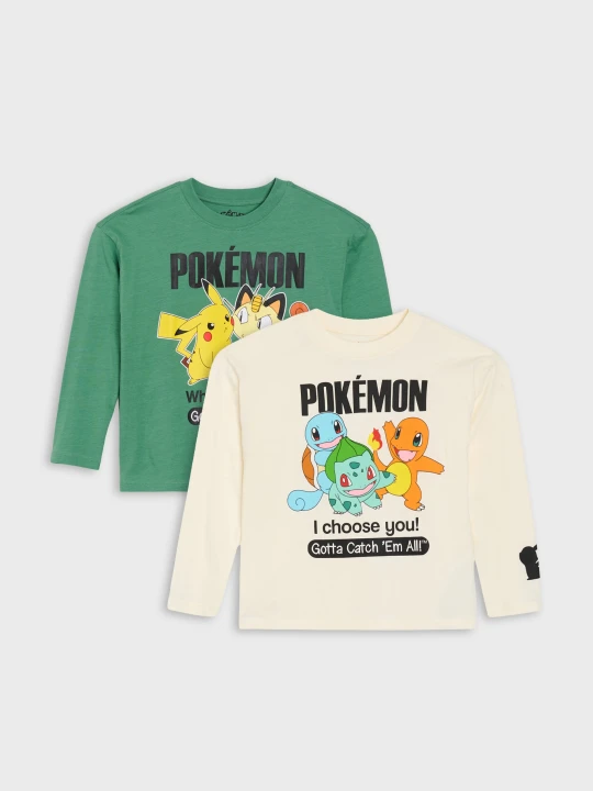 Zdjęcie produktu Sinsay - Bawełniane koszulki z nadrukiem Pokémon 2 pack - wielobarwny