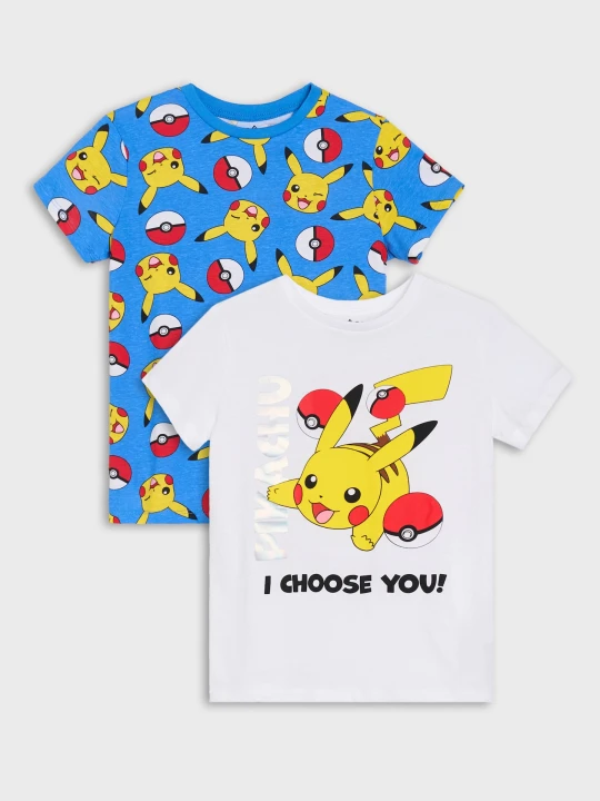 Zdjęcie produktu Sinsay - Bawełniane koszulki z nadrukiem Pokémon 2 pack - wielobarwny