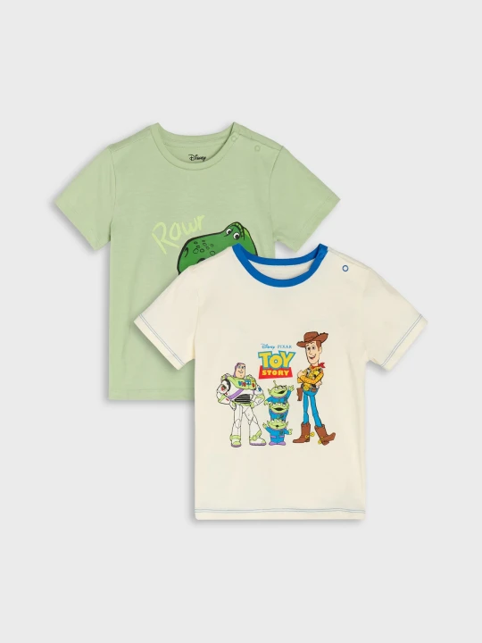 Zdjęcie produktu Sinsay - Bawełniane koszulki z nadrukiem Toy Story - kremowy
