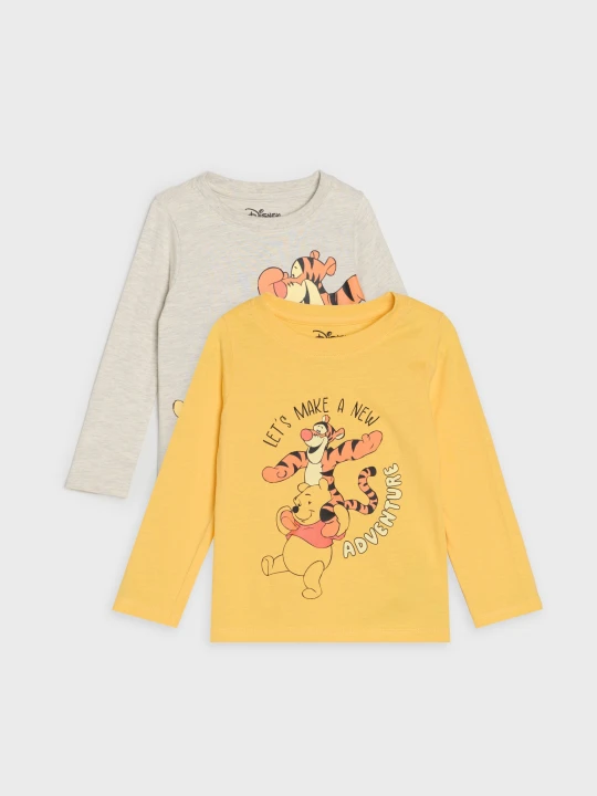 Zdjęcie produktu Sinsay - Bawełniane koszulki z nadrukiem Winnie the Pooh 2 pack - kremowy