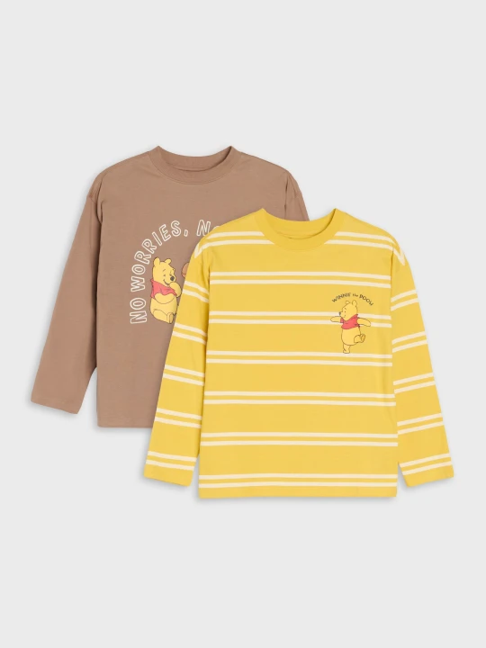 Zdjęcie produktu Sinsay - Bawełniane koszulki z nadrukiem Winnie the Pooh 2 pack - wielobarwny
