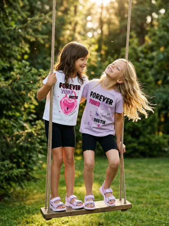 Zdjęcie produktu Sinsay - Bawełniane koszulki z napisem 2 pack Forever Your Bestie - wielobarwny