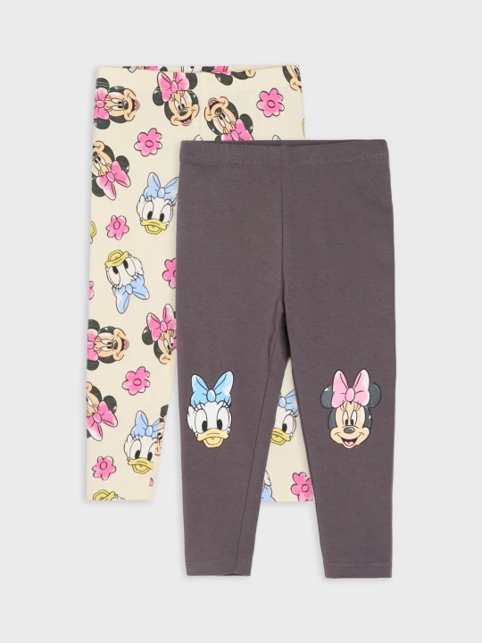 Zdjęcie produktu Sinsay - Bawełniane legginsy 2 pack Daisy and Minnie - szary