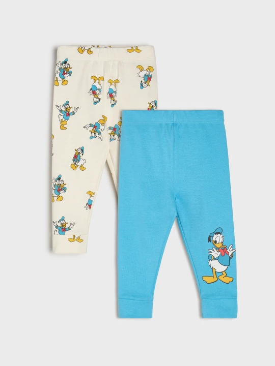Zdjęcie produktu Sinsay - Bawełniane legginsy 2 pack Donald Duck - kremowy