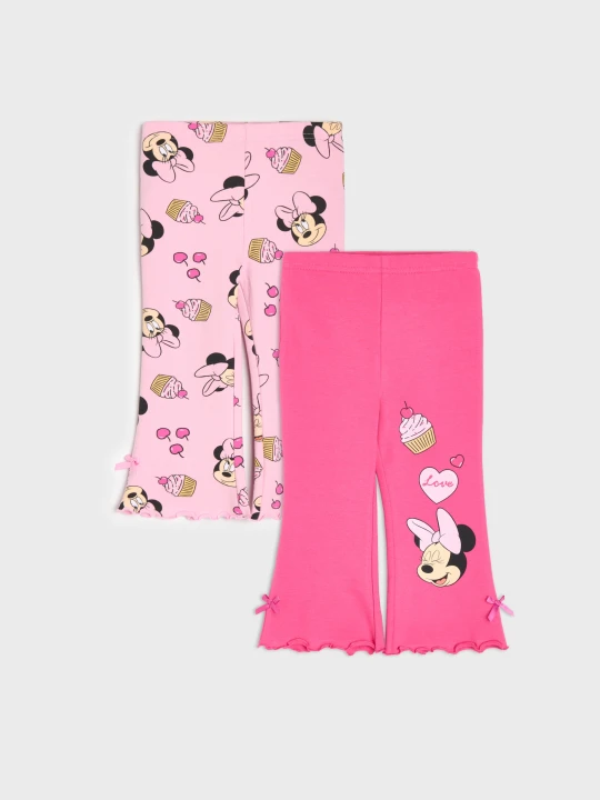 Zdjęcie produktu Sinsay - Bawełniane legginsy flare 2 pack Minnie Mouse - różowy