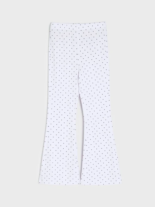 Zdjęcie produktu Sinsay - Bawełniane legginsy flare w kropki - biały