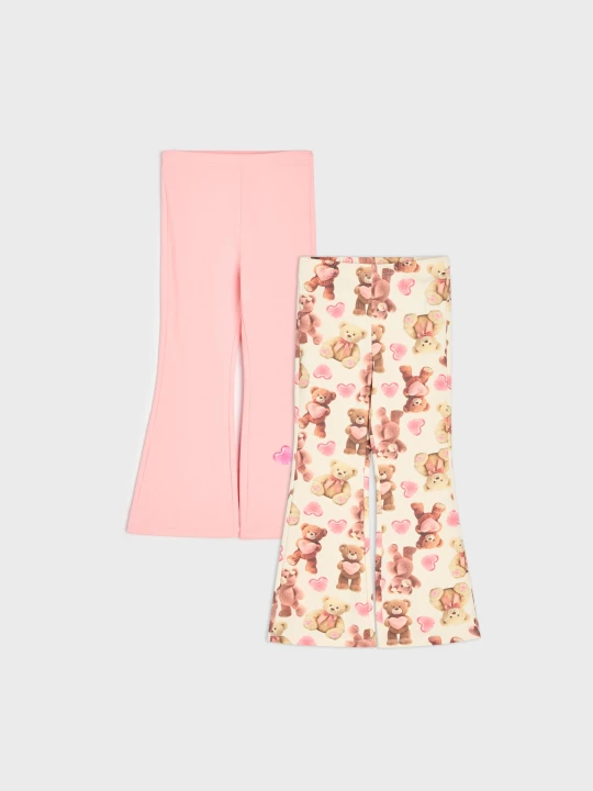 Zdjęcie produktu Sinsay - Bawełniane legginsy flare z motywem misiów 2 pack - wielobarwny