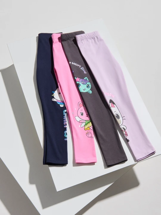 Zdjęcie produktu Sinsay - Bawełniane legginsy Gabby's Dollhouse 4 pack - wielobarwny