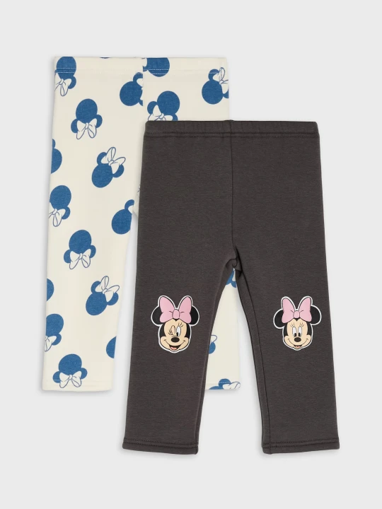 Zdjęcie produktu Sinsay - Bawełniane legginsy ocieplane 2 pack Minnie Mouse - szary