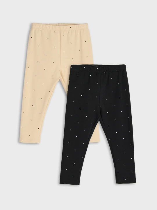 Zdjęcie produktu Sinsay - Bawełniane legginsy w kropki 2 pack - czarny