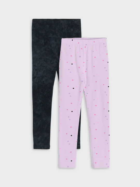 Zdjęcie produktu Sinsay - Bawełniane legginsy w kropki i z efektem sprania 2 pack - wielobarwny