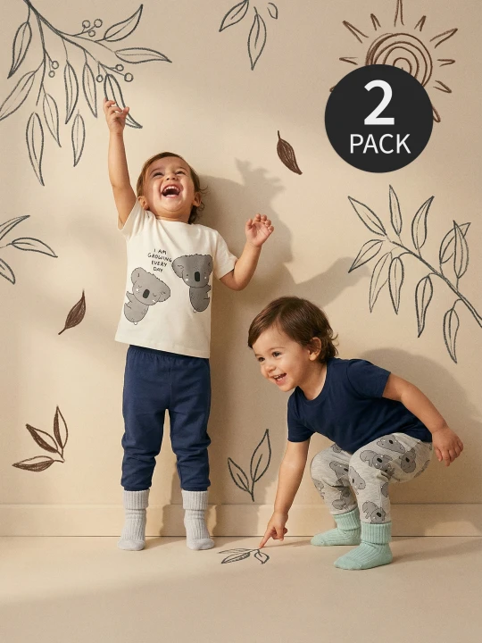 Zdjęcie produktu Sinsay - Bawełniane legginsy z motywem koali 2 pack - szary