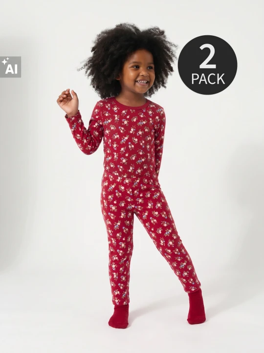 Zdjęcie produktu Sinsay - Bawełniane legginsy z motywem kwiatowym 2 pack - czerwony