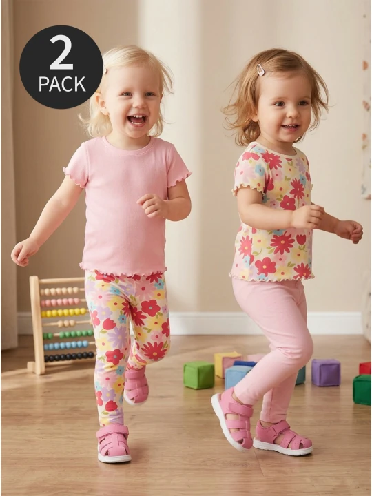 Zdjęcie produktu Sinsay - Bawełniane legginsy z motywem kwiatowym 2 pack - kremowy