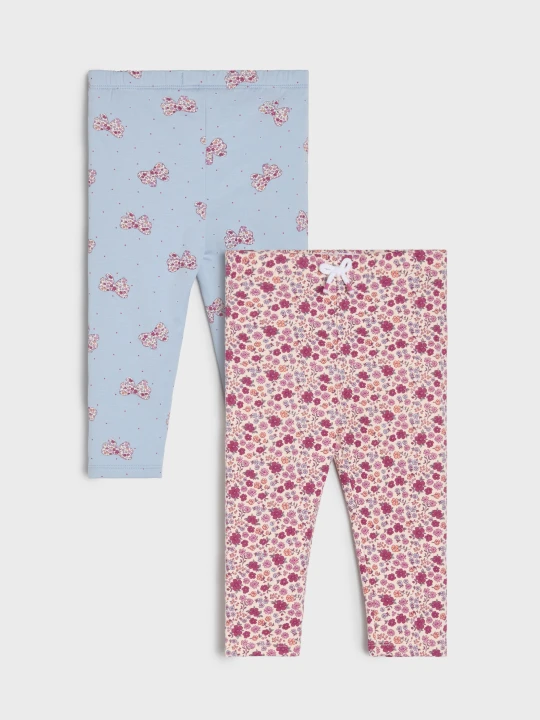 Zdjęcie produktu Sinsay - Bawełniane legginsy z motywem kwiatowym i kokardy 2 pack - różowy